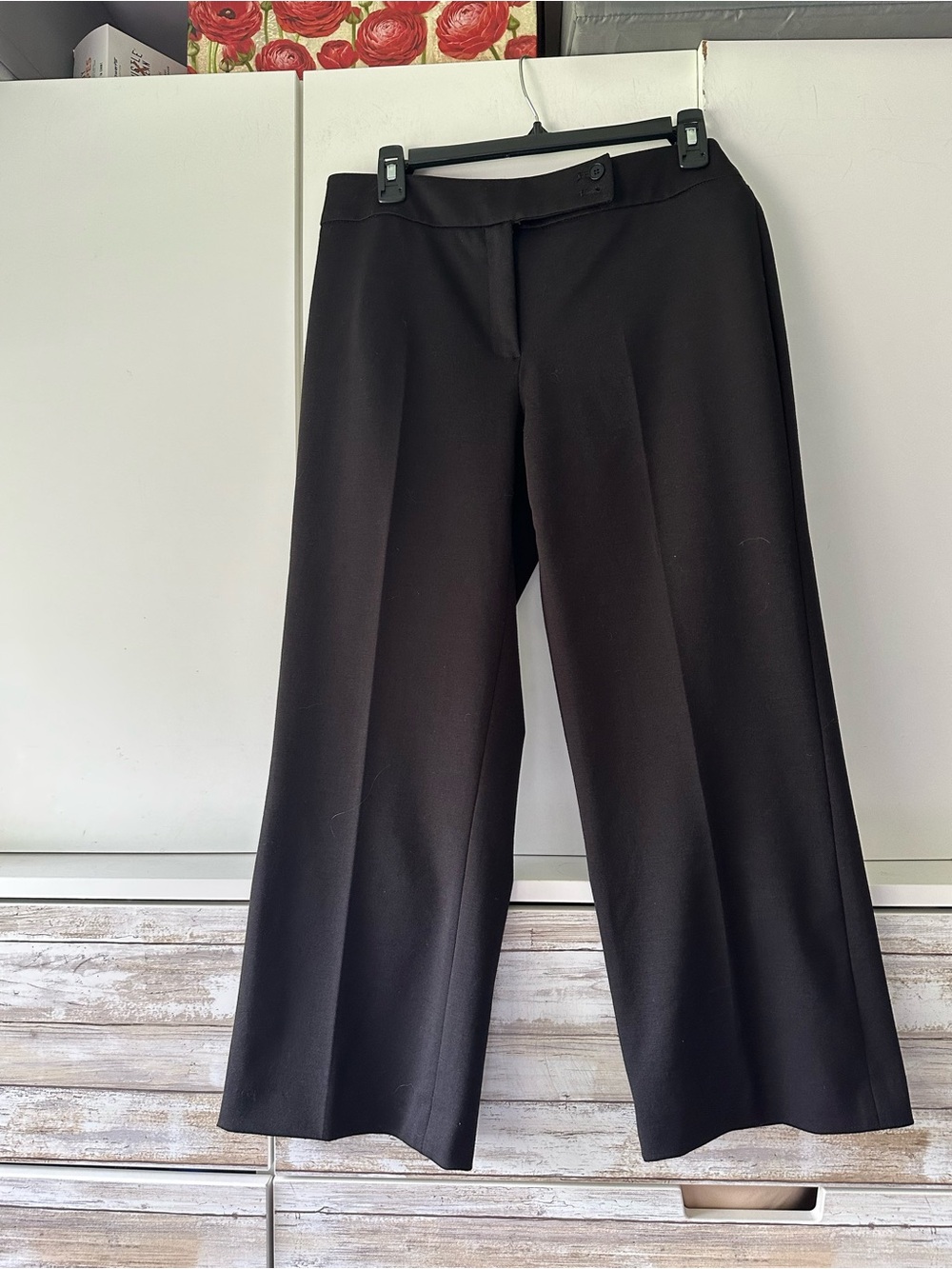 🖤 Luciano Dante Black Cropped Wide Leg Pants Size 8 Stretch Trousers